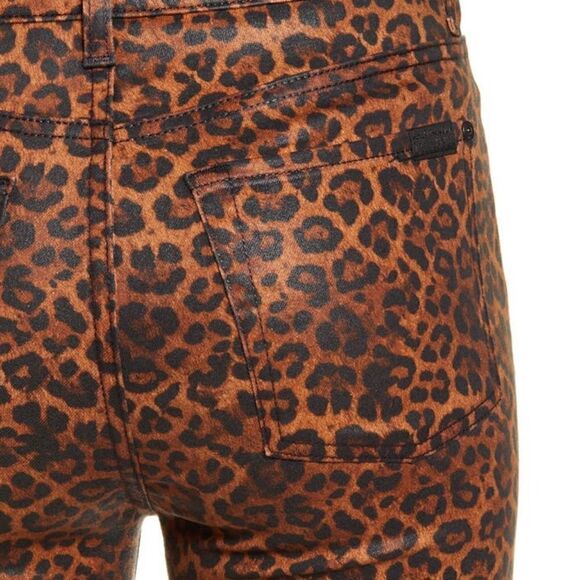 7 for all Mankind Leopard Print High-rise Slim-fit Kick Flare Jeans NEW - Picture 5 of 14